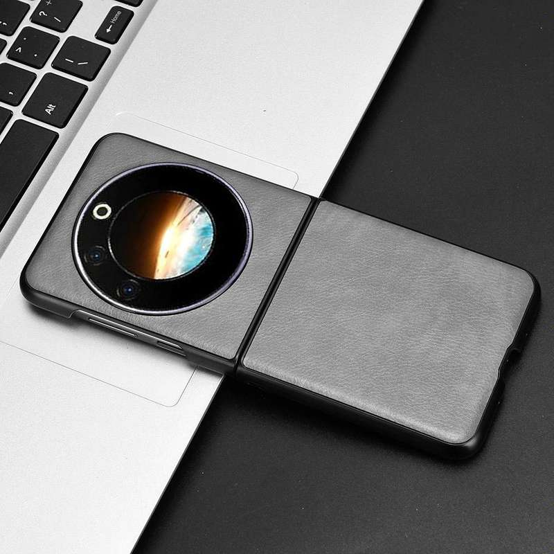 For Tecno Phantom V Flip Litchi Texture Back Cover Phone Case(Grey)