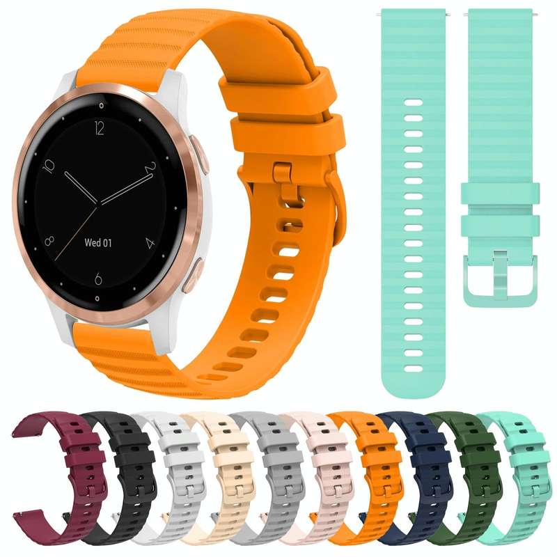 For Garmin Vivoactive 4S 18mm Wavy Dotted Solid-Color Silicone Watch Band(Starlight Color)