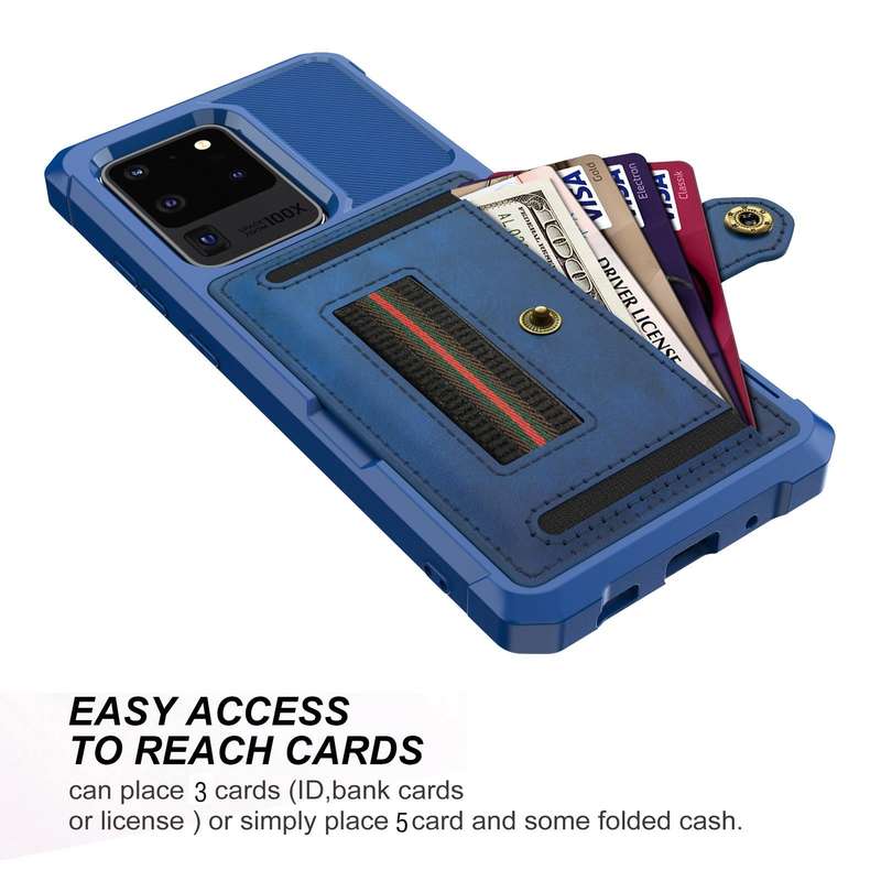 For Samsung Galaxy S20 Ultra ZM06 Card Bag TPU + Leather Phone Case(Blue)