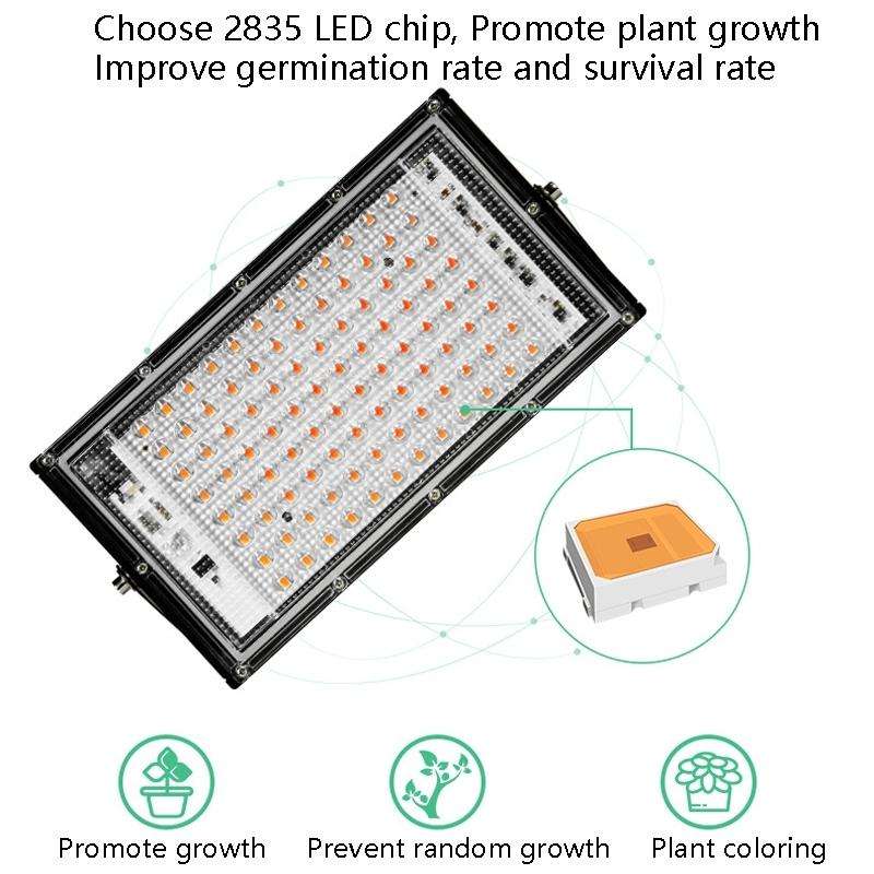 LED Plant Light Full Spectroscopy Waterproof Growth Lamp Three-wire Access 144 Beads 200W
