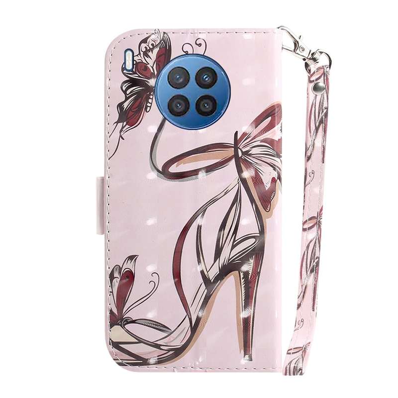 For Huawei nova 8i / Honor 50 3D Colored Horizontal Flip Leather Phone Case(Butterfly High-heeled)