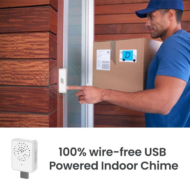 ML19 90 Degree Wide Angle Wireless Smart Video Doorbell(White)