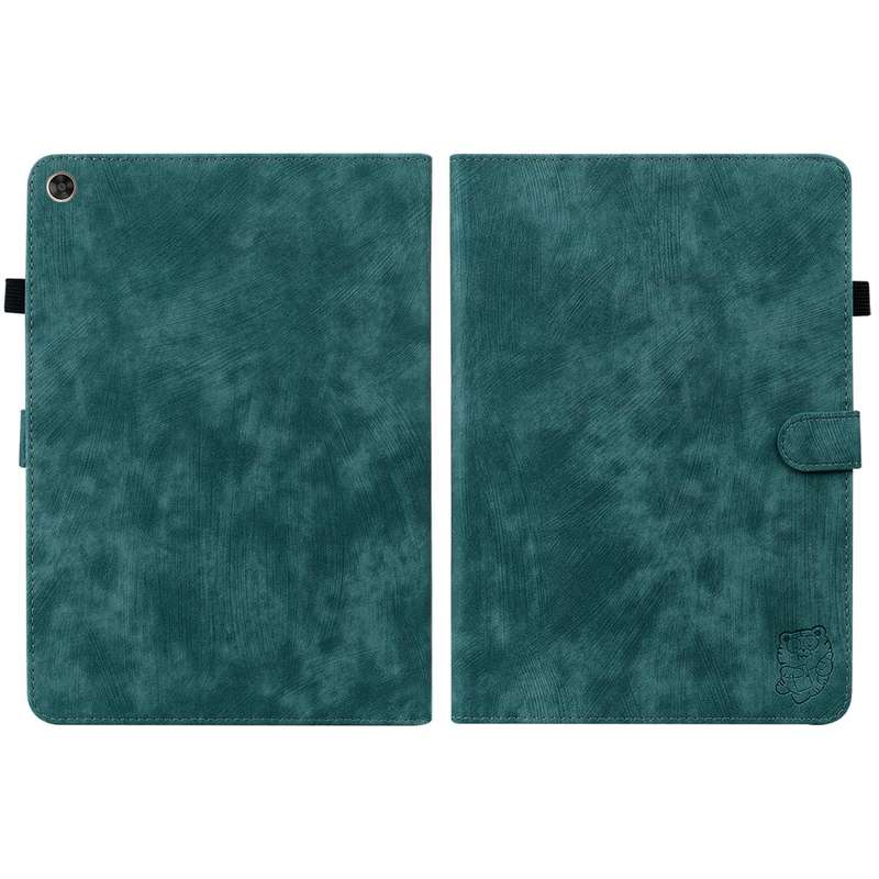 For Huawei MatePad T 10s/Enjoy Tablet 2 Tiger Pattern PU Tablet Case(Dark Green)