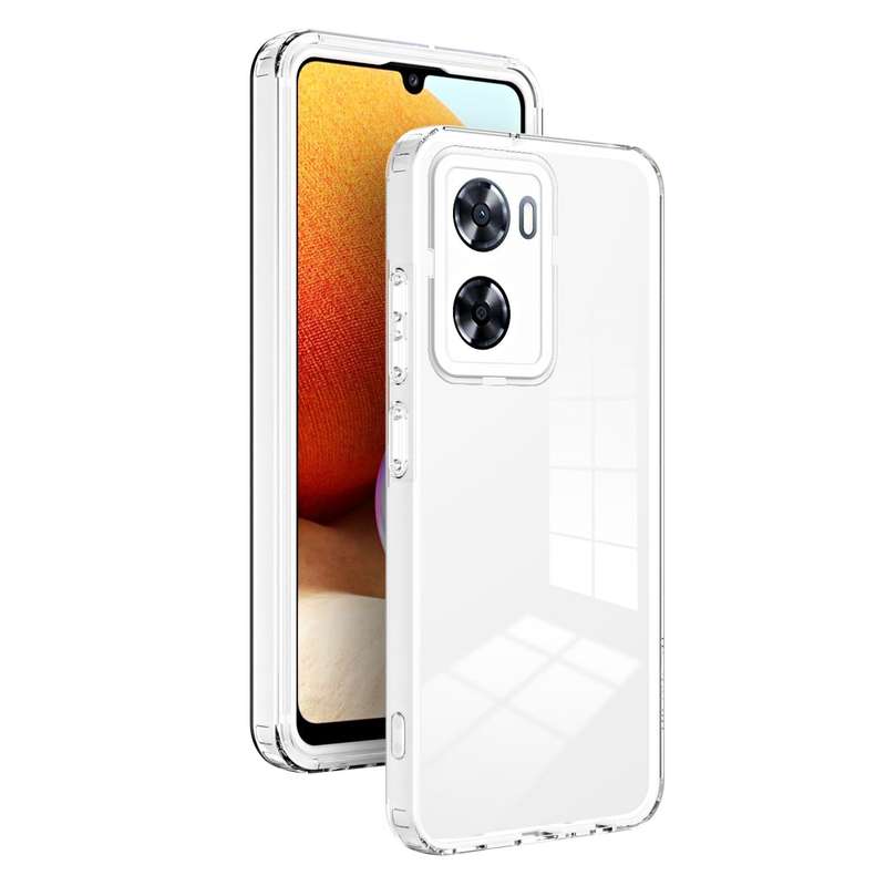 For OPPO A77 5G 3 in 1 Clear TPU Color PC Frame Phone Case(White)