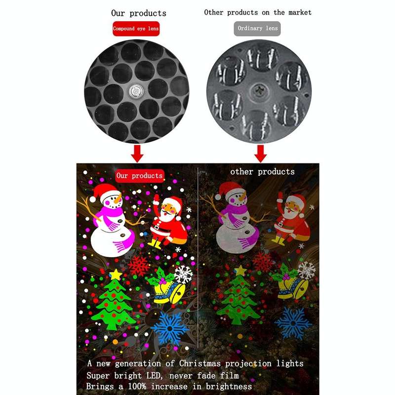 4W LED Snowflake Christmas Decoration Projector Light with 16 Patterns, Spec: UK Plug