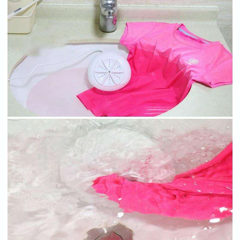 Macaroon Portable Mini Turbine Washing Machine Ultrasonic Washer(Pink)