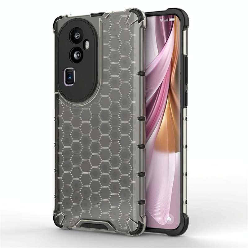 For OPPO Reno10 Pro+ Shockproof Honeycomb Phone Case(Black)
