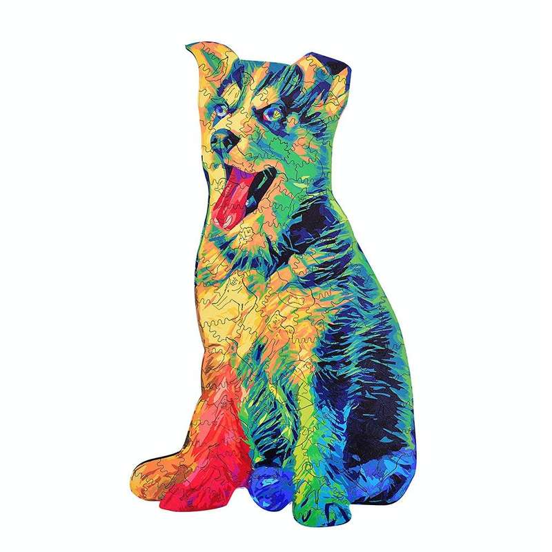 Irregular Wooden Animal Alien Puzzle High-Difficulty Three-Dimensional Puzzle Toy(Dog)