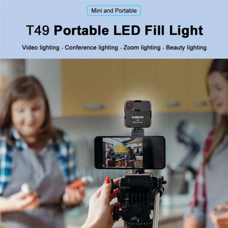 VLOGLITE T49 Portable LED Video Light 5600K Photography Photo Lighting Panel Mini Fill Lamp