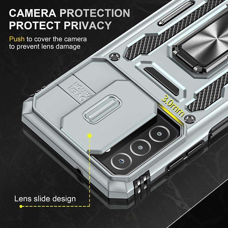For Samsung Galaxy A03s Armor PC + TPU Camera Shield Phone Case(Grey)