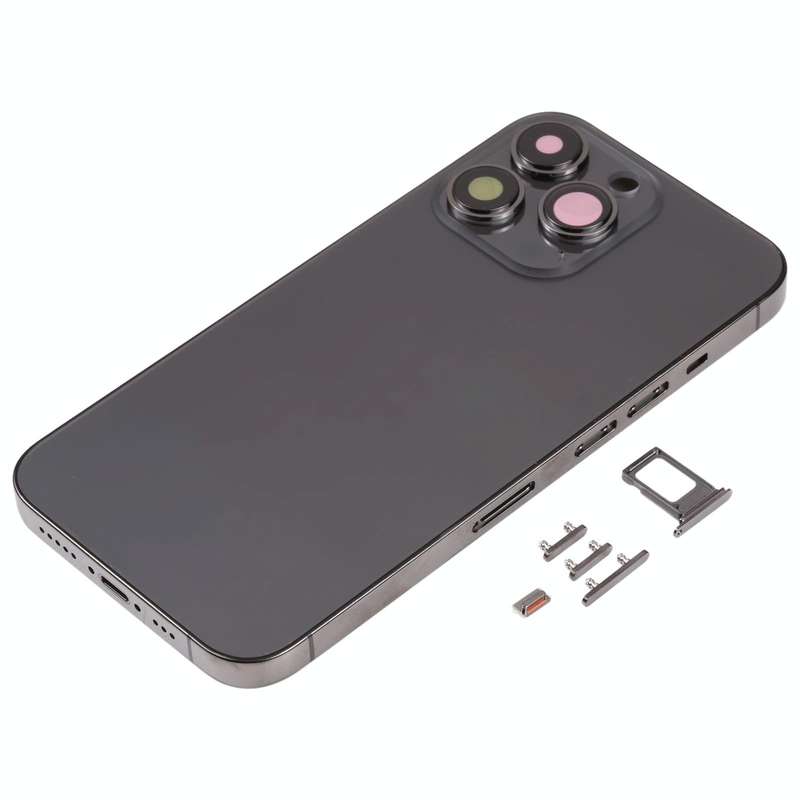 Back Housing Cover with SIM Card Tray & Side  Keys & Camera Lens for iPhone 13 Pro(Black)