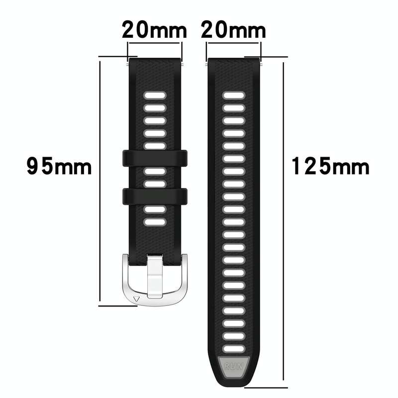 For Garmin Forerunner 55 20mm Sports Two-Color Steel Buckle Silicone Watch Band(Midnight Blue+Sta...