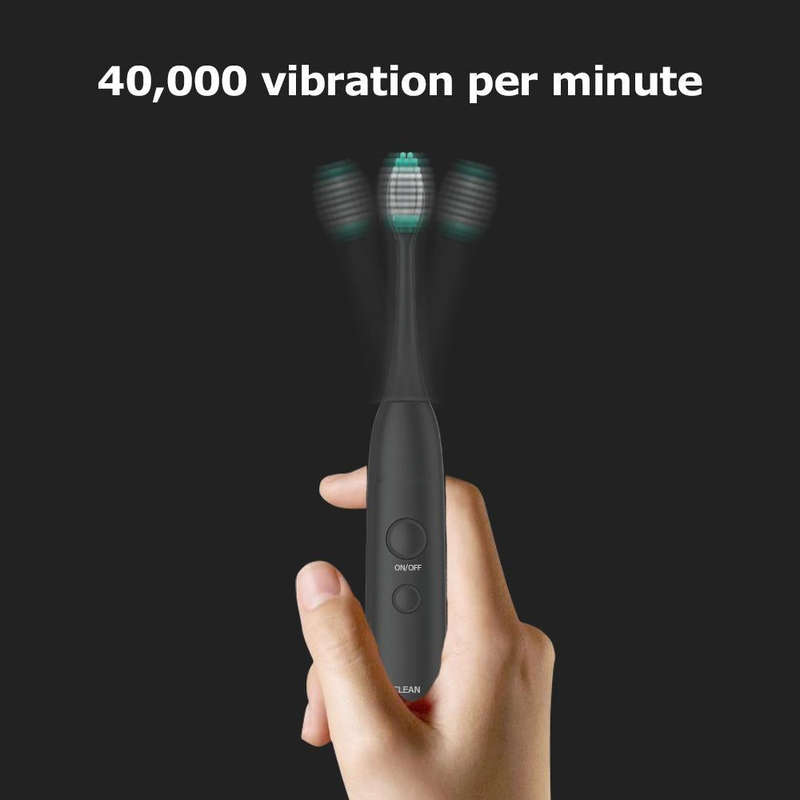 USB Charging Adults Electric Sonic Toothbrush with 8 Brush Heads(Black)