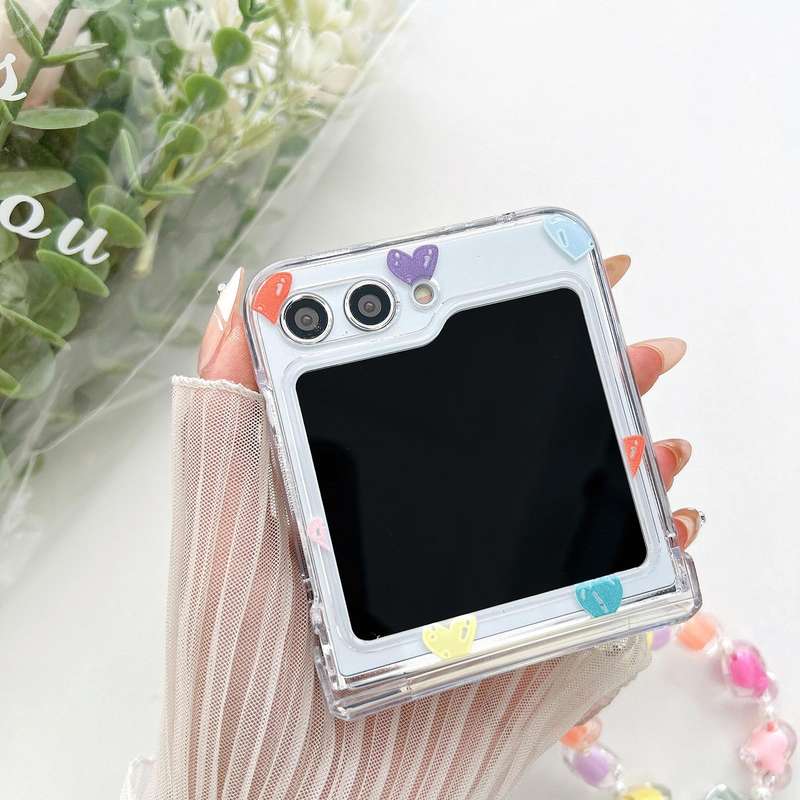 For Samsung Galaxy Z Flip5 Transparent PC All Inclusive Hinge Folding Phone Case with Bracelet(Co...