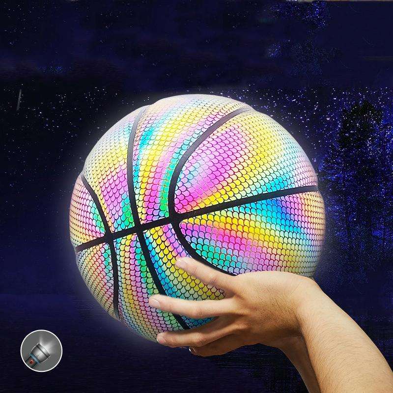 MILACHIC Number 7 Holographic Reflective Basketball Visible at Night Rainbow Star Basketball(Colo...