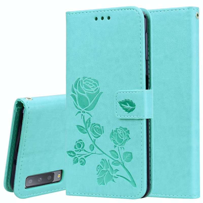 Rose Embossed Horizontal Flip PU Leather Case for Samsung Galaxy A7 (2018) , with Holder & Card S...