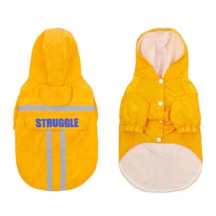 Foldable Reflective Stripe Hooded Pet Raincoat Dog Waterproof Clothing, Size:L(Fluorescent Yellow)