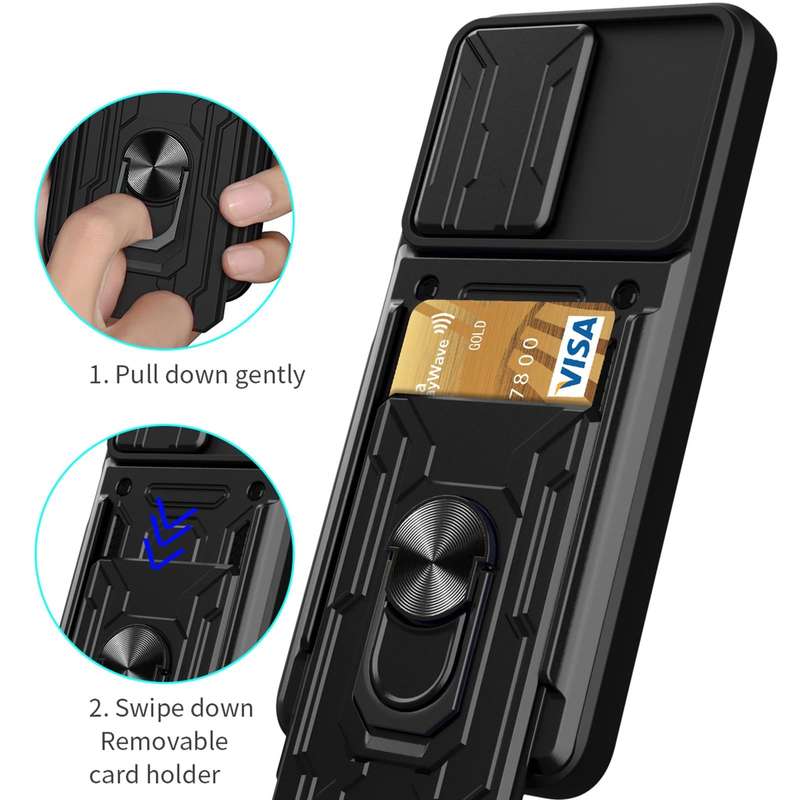 For Xiaomi Poco F4/Redmi K40S Sliding Camshield Card Phone Case(Black)