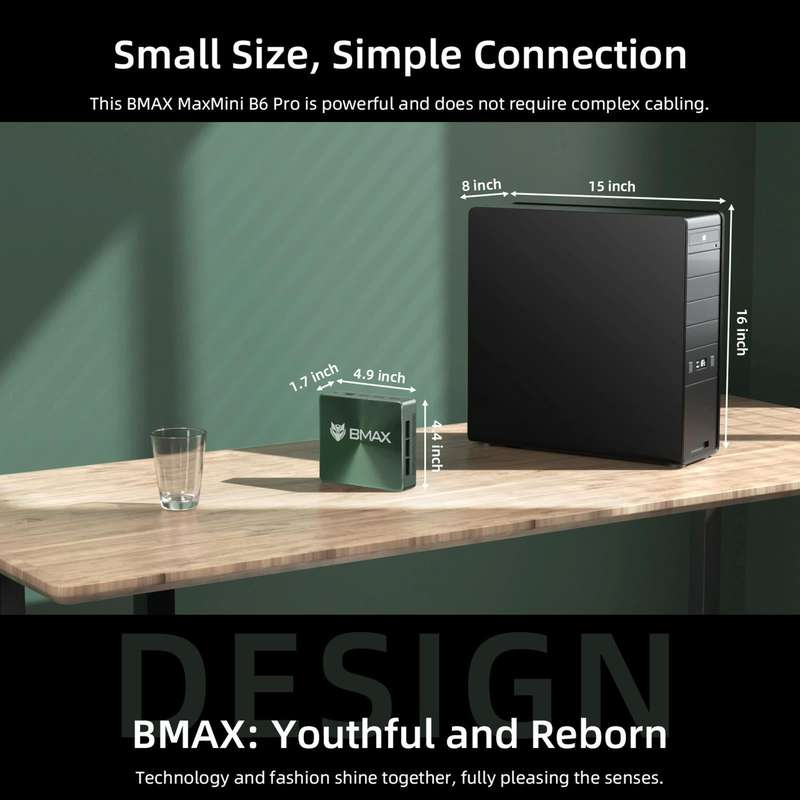 BMAX B6 Pro Windows 11 Mini PC, 16GB+512GB, Intel Core i5-1030NG7, Support 3 Monitors Output(EU P...
