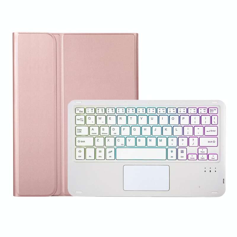 For Samsung Galaxy Tab A8 10.5 (2021) A08B-AS Lambskin Texture Backlight Bluetooth Keyboard Leath...