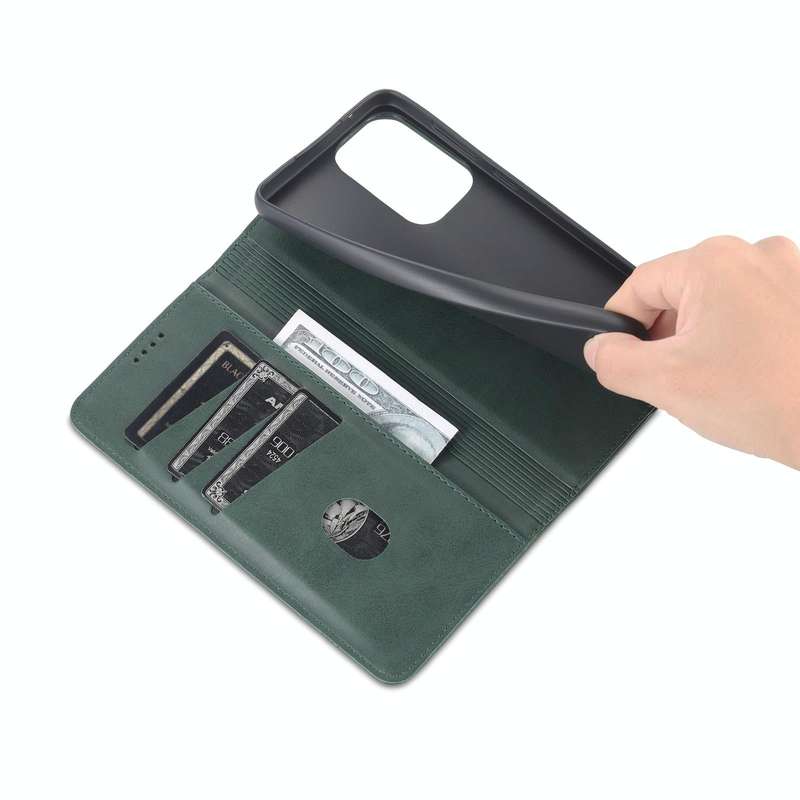 For Samsung Galaxy A33 5G AZNS Magnetic Calf Texture Horizontal Flip Leather Phone Case(Dark Green)