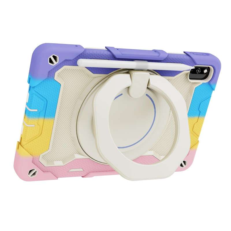 For Huawei MatePad 10.4 Armor Contrast Color Silicone + PC Tablet Case(Colorful Pink)