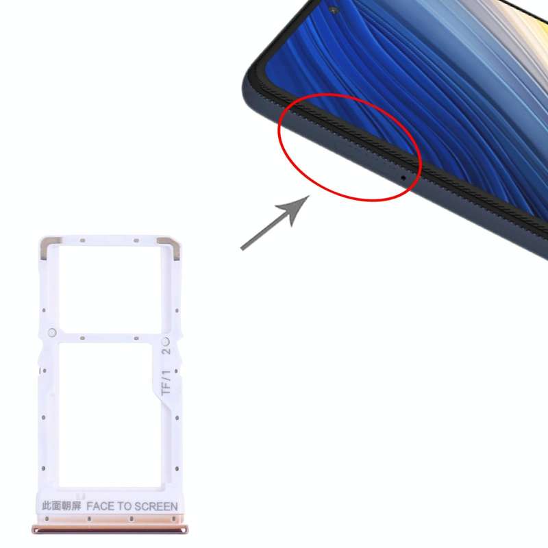 SIM Card Tray + Micro SD Card Tray for Xiaomi Poco X3 Pro M2102J20SG M2102J20SI (Gold)