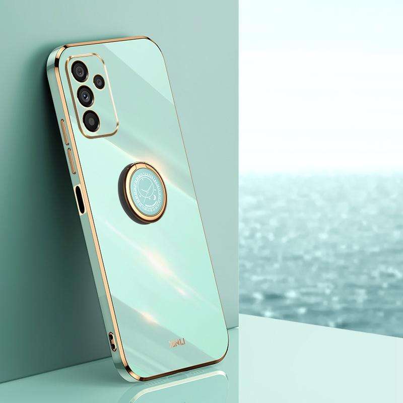 For Samsung Galaxy A14 5G XINLI Straight Edge 6D Electroplate TPU Phone Case with Ring Holder(Min...