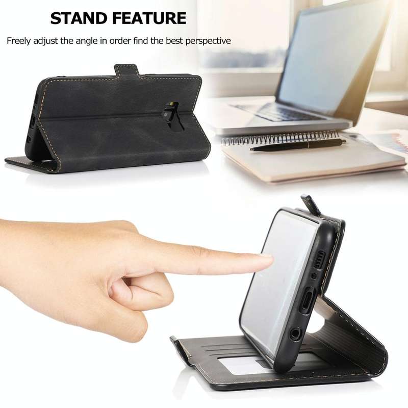 For Samsung Galaxy S8 Plus Retro Magnetic Closing Clasp Horizontal Flip Leather Case with Holder ...