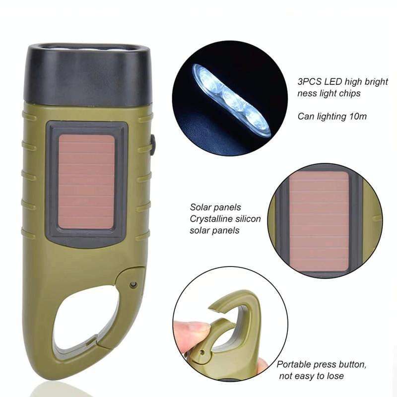AOTU AT5503 Outdoor Solar Hand-Crank Power Emergency LED Flashlight(Yellow)