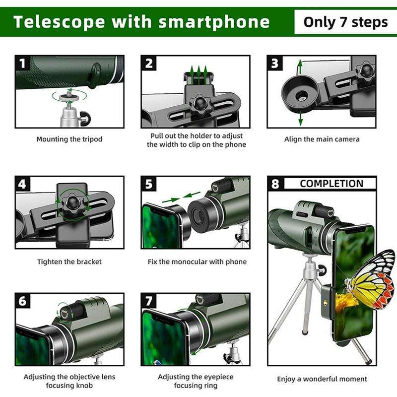 40X60 Outdoor Night Vision High Power HD Monocular (Standard+Universal Clip+Tripod)