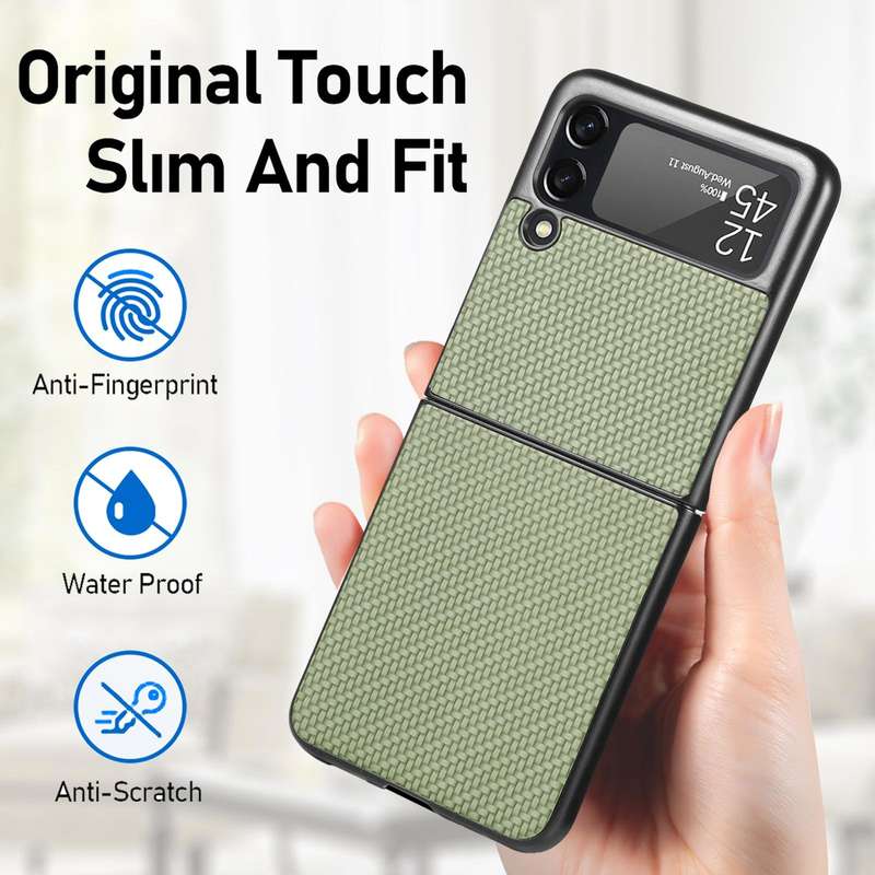 For Samsung Galaxy Z Flip3 5G Cross Pattern Slim PC Protective Case(Green)