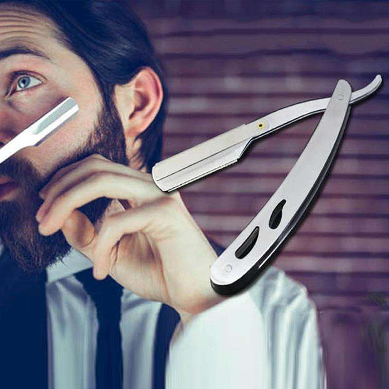 Hairdresser Vintage Razor Stainless Steel Double-sided Blade Holder Haircut Shaved Eyebrow Knife ...