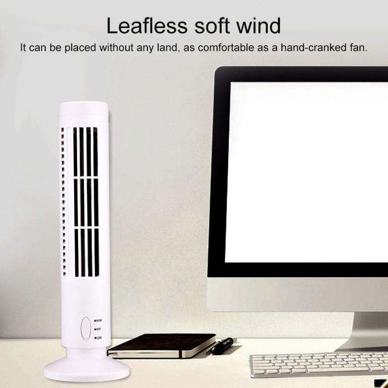 Tower Type USB Electric Fan Leafless Air-conditioning Fan(Black)