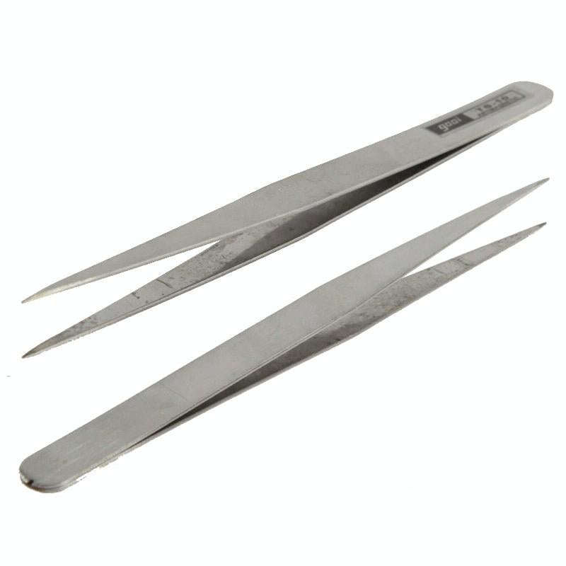 6 PCS Stainless Steel TS-10/ 11/ 12/ 13/ 14/ 15 Straight and Angled Tweezerses(Grey)