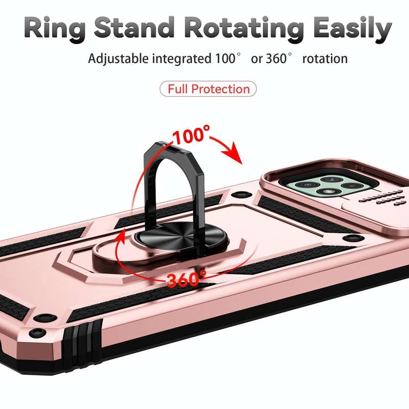For Samsung Galaxy A22 5G Sliding Camshield Holder Phone Case(Rose Gold)