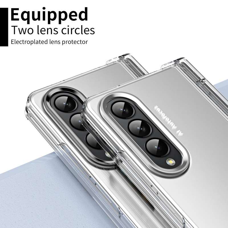 For Samsung Galaxy Z Fold4 Skin Feel Two-color Contact Lens Hinge Flip Phone Case with Pen Slot(T...