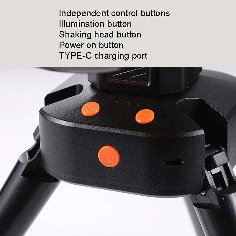 Outdoor Camping USB Charging Fan Tent Swing Head Fan With Tripod LED Light(Black)
