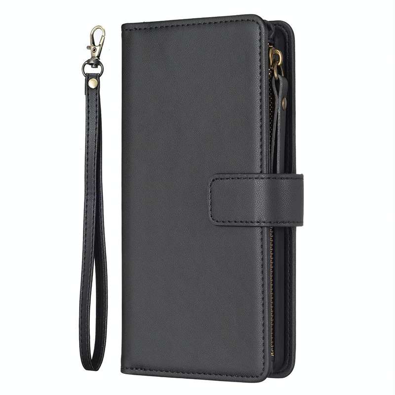 For vivo Y21 / Y21s / Y33s 9 Card Slots Zipper Wallet Leather Flip Phone Case(Black)