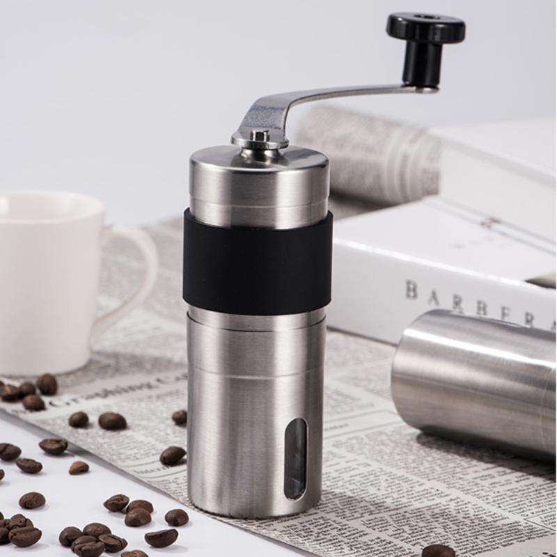 Portable Conical Burr Mill Manual Stainless Steel Hand Crank Coffee Bean Grinder with Silicone Ri...