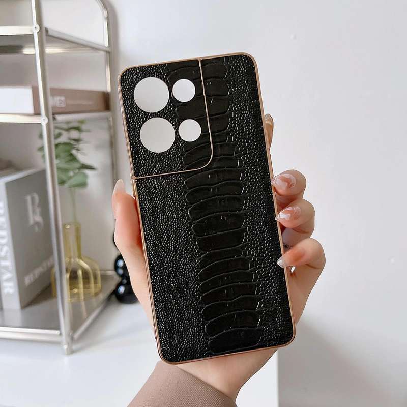 For OPPO Reno8 Pro Genuine Leather Weilai Series Nano Plating Phone Case(Black)
