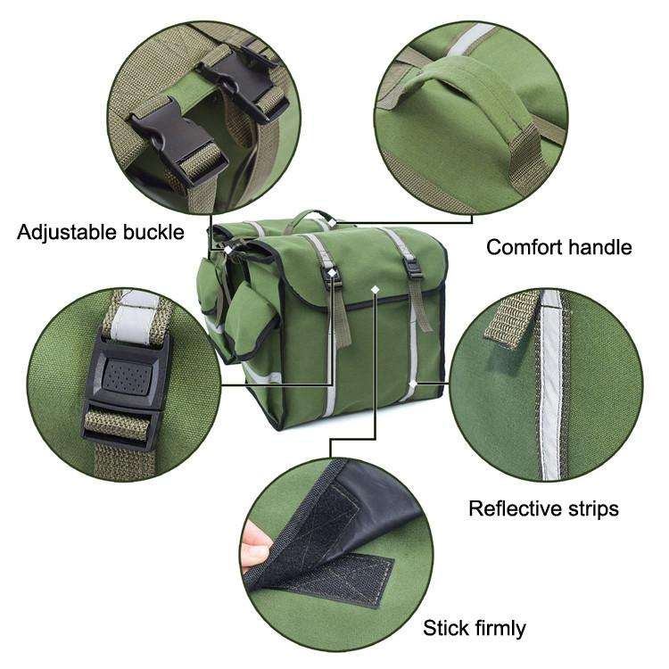 Waterproof Canvas Bicycle Saddle Bag Backpack Motorcycle Bag(Green)