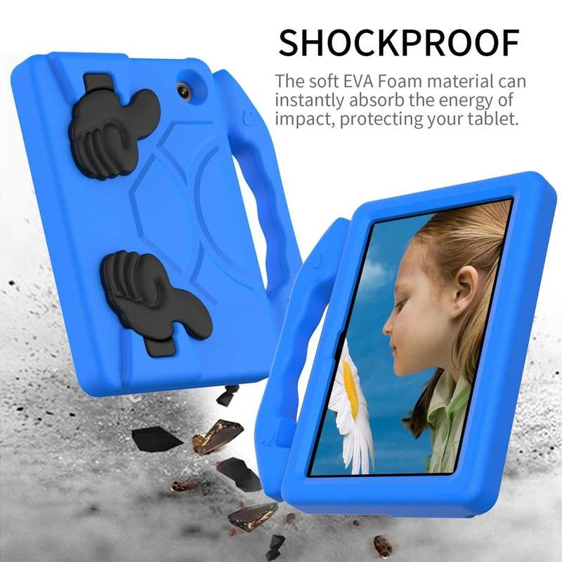 For Amazon Kindle Fire 7 2022 Children EVA Shockproof Tablet Case with Thumb Bracket(Blue)