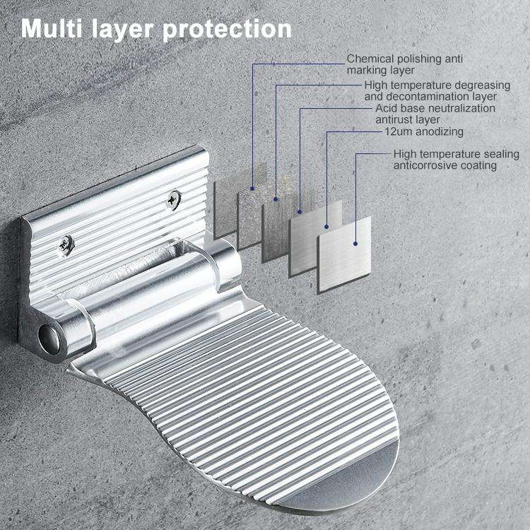 Wall Mounted Aluminium Alloy Bathroom Shower Foot Rest Footstool(Black)