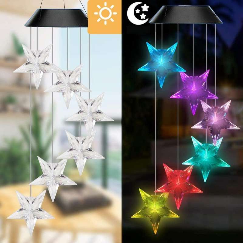Outdoor Colorful LED Solar Wind Chime Light Garden Park Decorative Waterproof Light(Black Shell S...