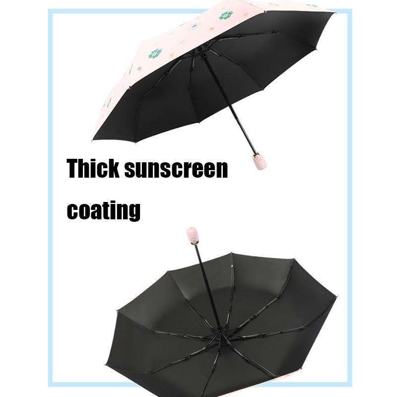 Student Vinyl Sunscreen Small Fresh Umbrella Folding Automatic Umbrella, Style:Nine Plywood(Yellow)