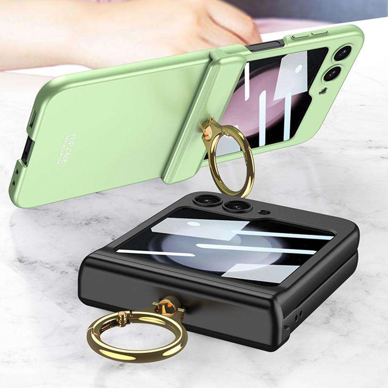 For Samsung Galaxy Z Flip5 GKK Integrated Magnetic Hinge Phone Case with Ring Holder(Purple)