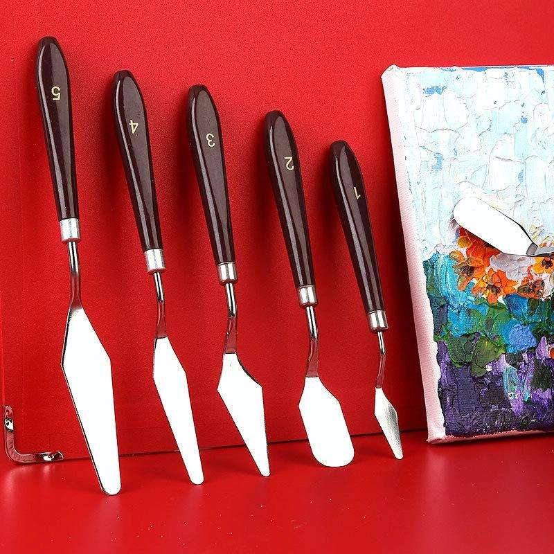 1 Sets/5PCS Wooden Handle Acrylic Painting Gouache Paint Knife