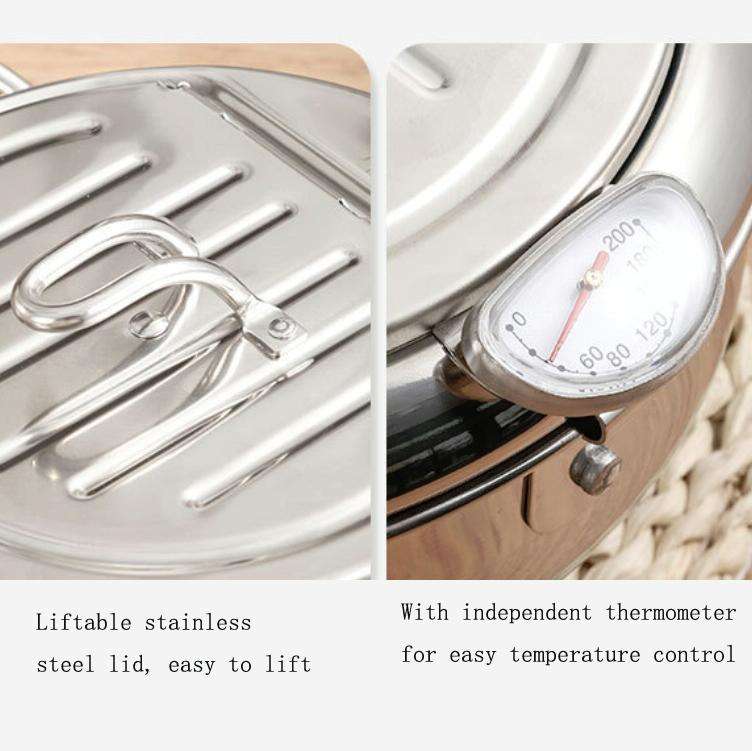 201 Stainless Steel Fryer Pot Household Temperature-controlled Multifunctional Thickening Pot, Si...