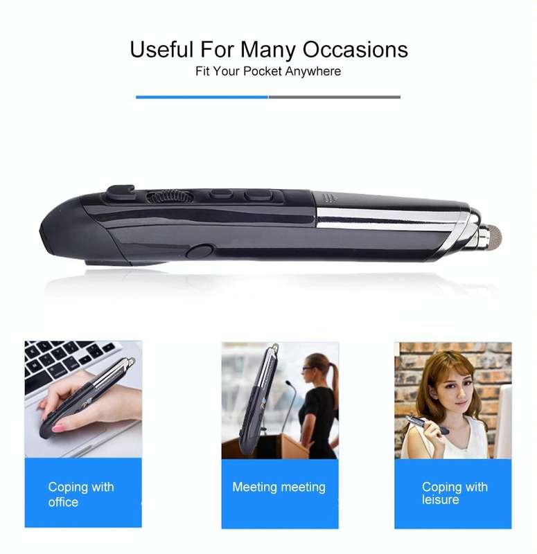 PR-08 6-keys Smart Wireless Optical Mouse with Stylus Pen & Laser Function (Black)